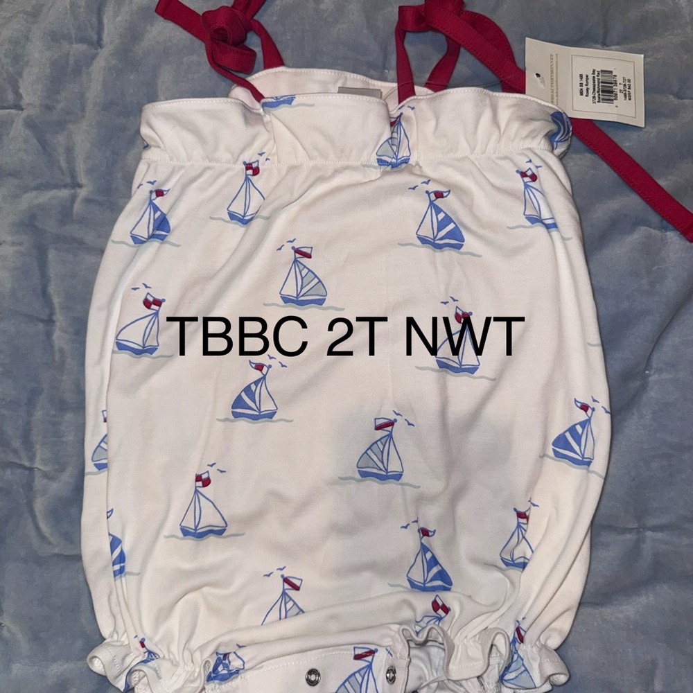 The Beaufort Bonnet Company White and Blue Sailboat One Piece